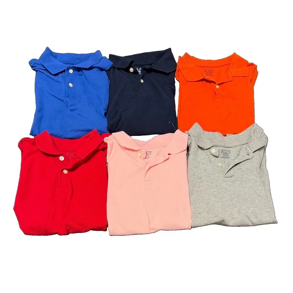 The Childrens Place Boys Large (10/12) Uniform Polo Shirts (6) Various Colors